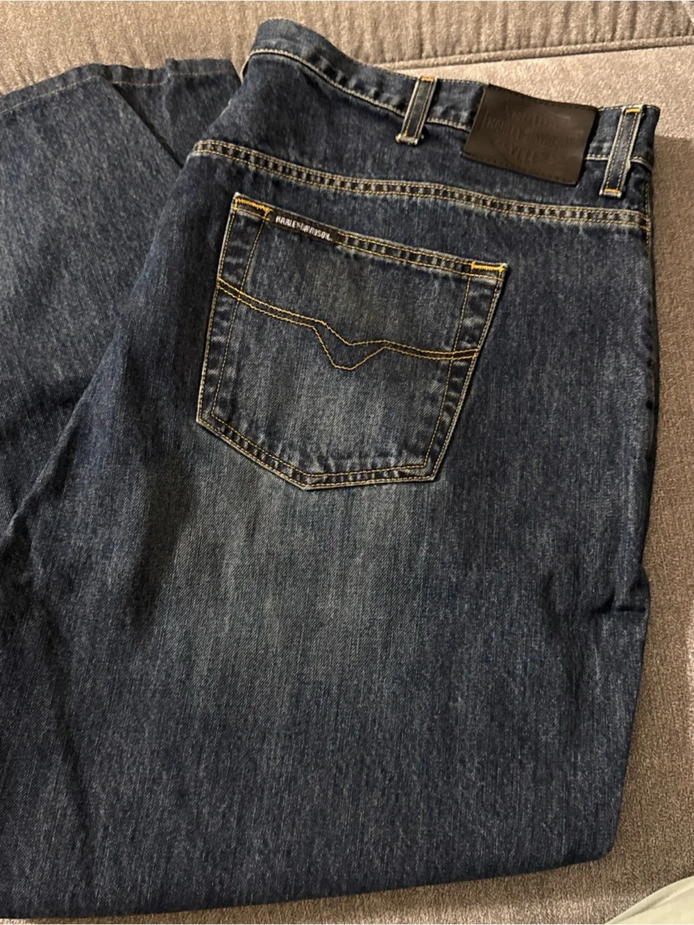 HARLEY DAVIDSON DARK DENIM JEANS 46X30 EUC